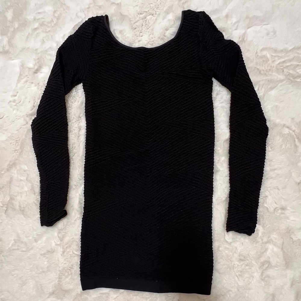 BCBG bodycon ribbed long sleeve little black dress.